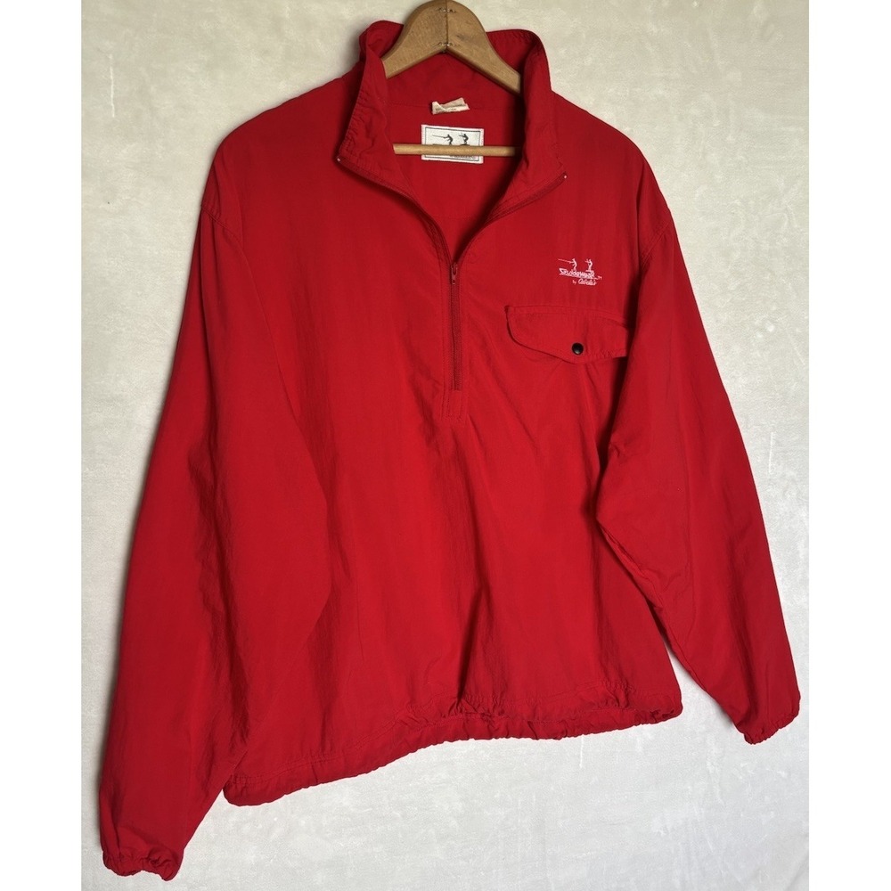 Vintage Guidewear By Cabela's Pullover Windbreaker Jacket Mens L Red 1/4 Zip‎